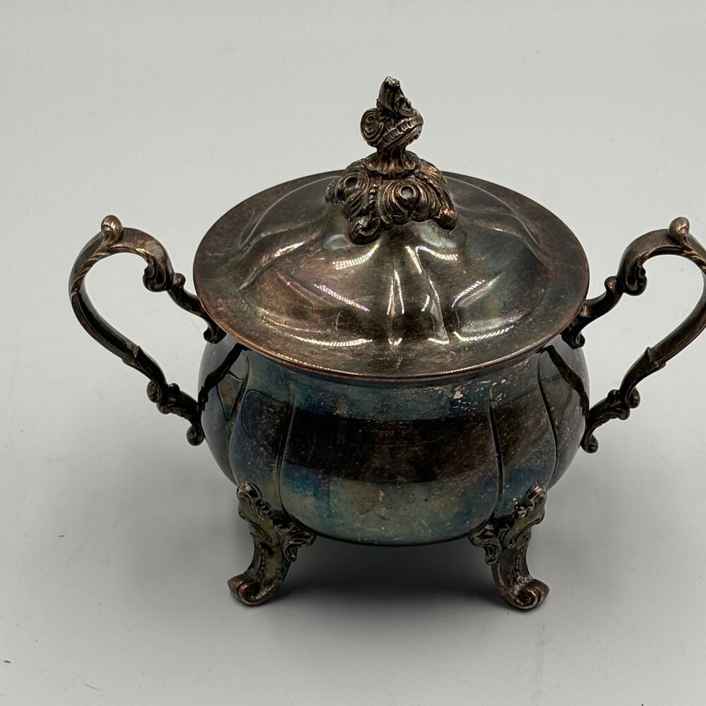 Vintage Silverplate Newport Covered Sugar Bowl Double Handled W Lid